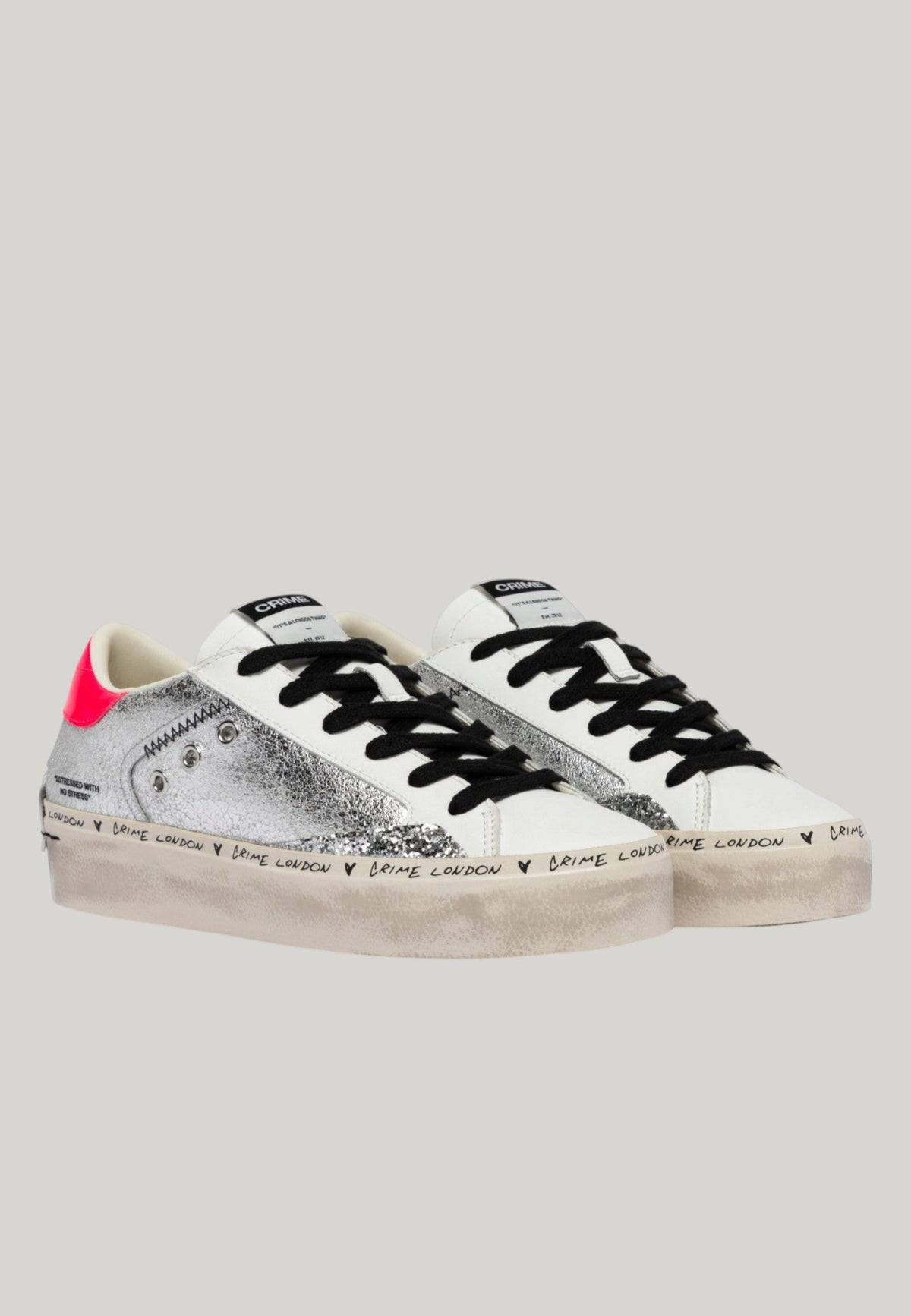 SNEAKERS DISTRESSED PLATFORM ARGENTO