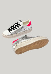 SNEAKERS DISTRESSED PLATFORM ARGENTO