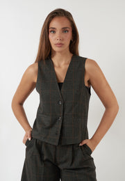 GILET A QUADRI GRIGIO ANTRACITE