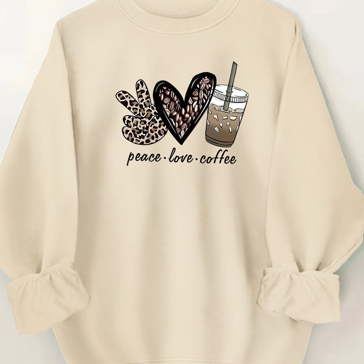 Women's Casual Crew Neck Sweatshirt with Letter Print - Soft Polyester, Machine Washable, Perfect for Spring & Fall, for Autumn, Spring