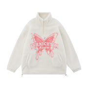 Butterfly Print Lamb Wool Sweatshirt Men
