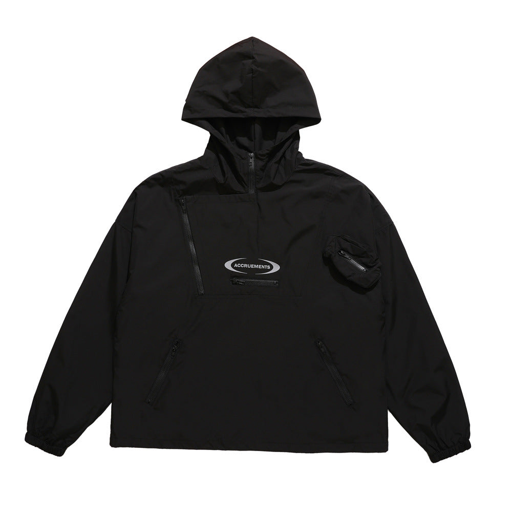 American Functional Outdoor Windproof Sports Pullover Hooded Jacket