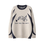 Patchwork Embroidered Round Neck Loose Sweater