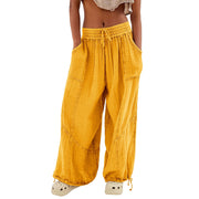 Women's Fashion Solid Color Lace-up Pocket Wide Leg Pants