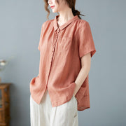 Solid Color Casual Short Sleeve Shirt Top