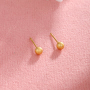 Copper-plated Gold Frosted Glossy Round Mini Ear Studs