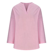 Cotton And Linen Loose Casual Stand Collar Shirt