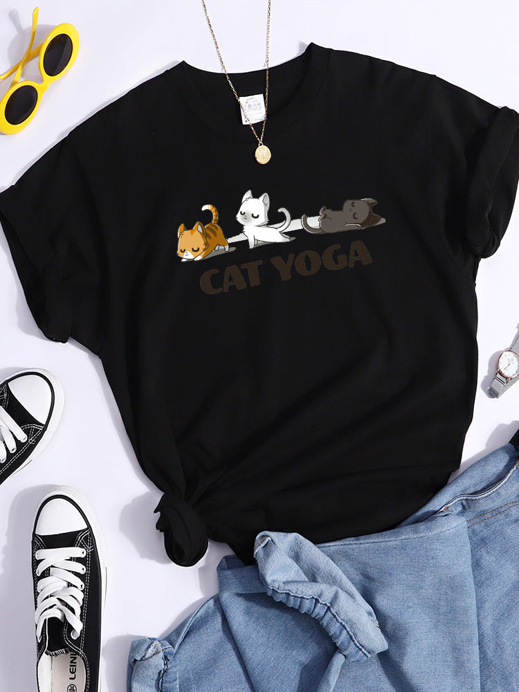 Pattern T-shirt Fashionable Printed Fashion Loose T-shirt Cat