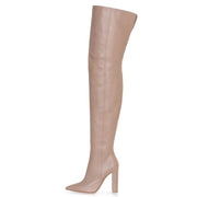 Pointed Snakeskin High Over The Knee Boots Plus Size
