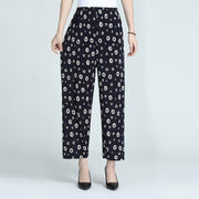 Women's Plus-sized Ice Silk Elastic Pants Cropped Straight