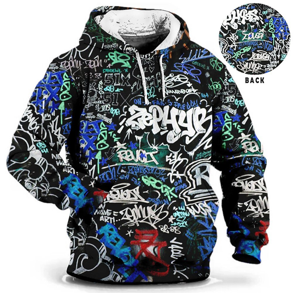 Men's Pullover Hooded Sweatshirt Letter Pattern