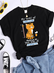 Pattern T-shirt Fashionable Printed Fashion Loose T-shirt Cat