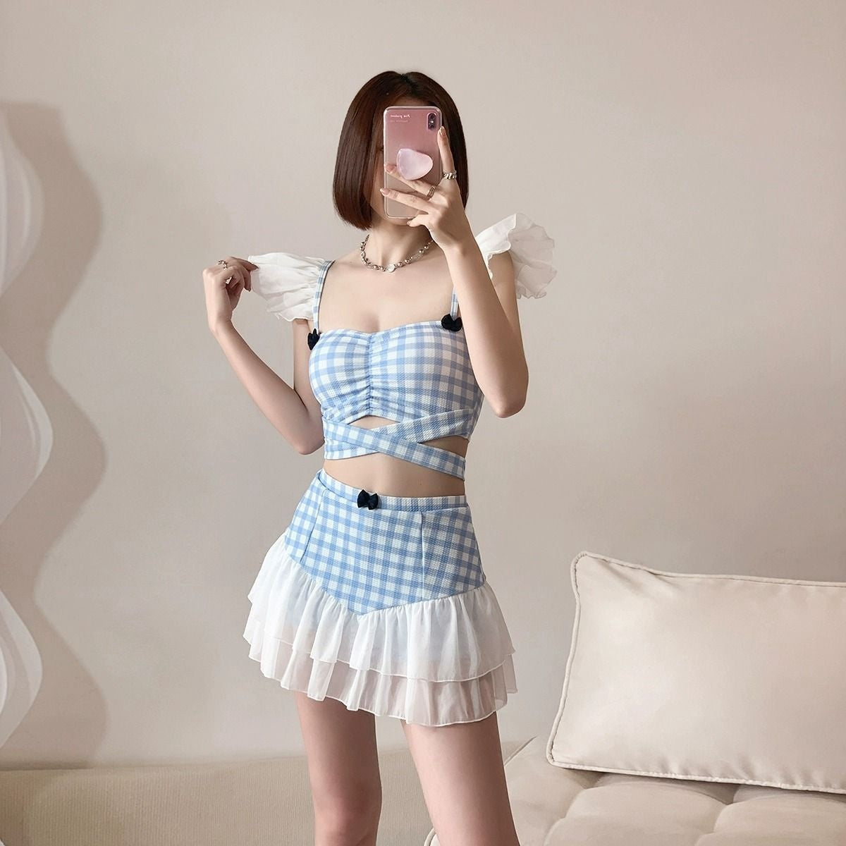 Conservative Split Cute Slim-fit High-grade Pure Desire Wind Sweet Hot Spring Swimsuit