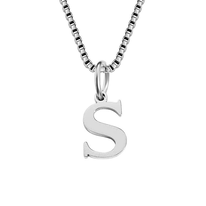 26 English Letter Necklace Titanium Steel Women's