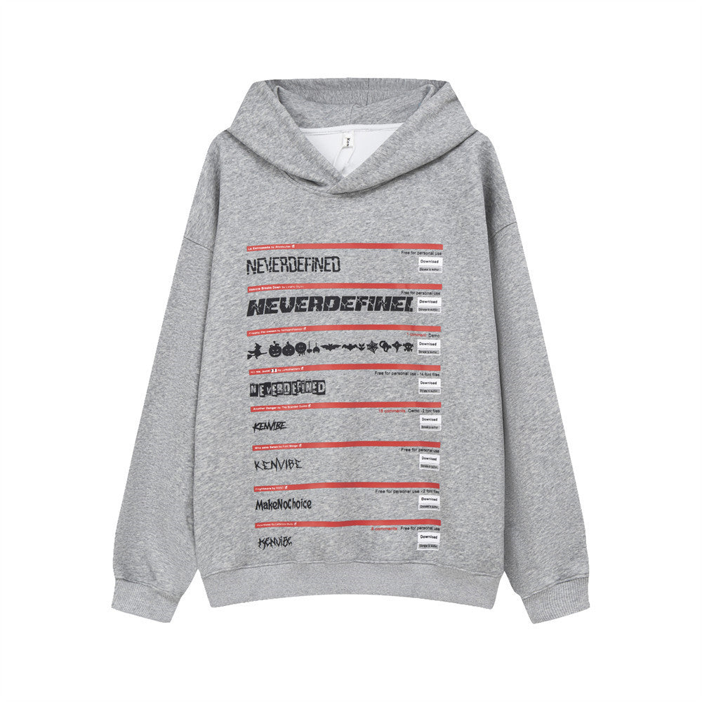 American Letter Print Sweatshirt Men's Autumn And Winter