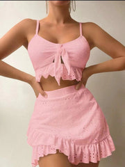 Women's Split Hip Skirt Swimsuit Three-piece Bikini