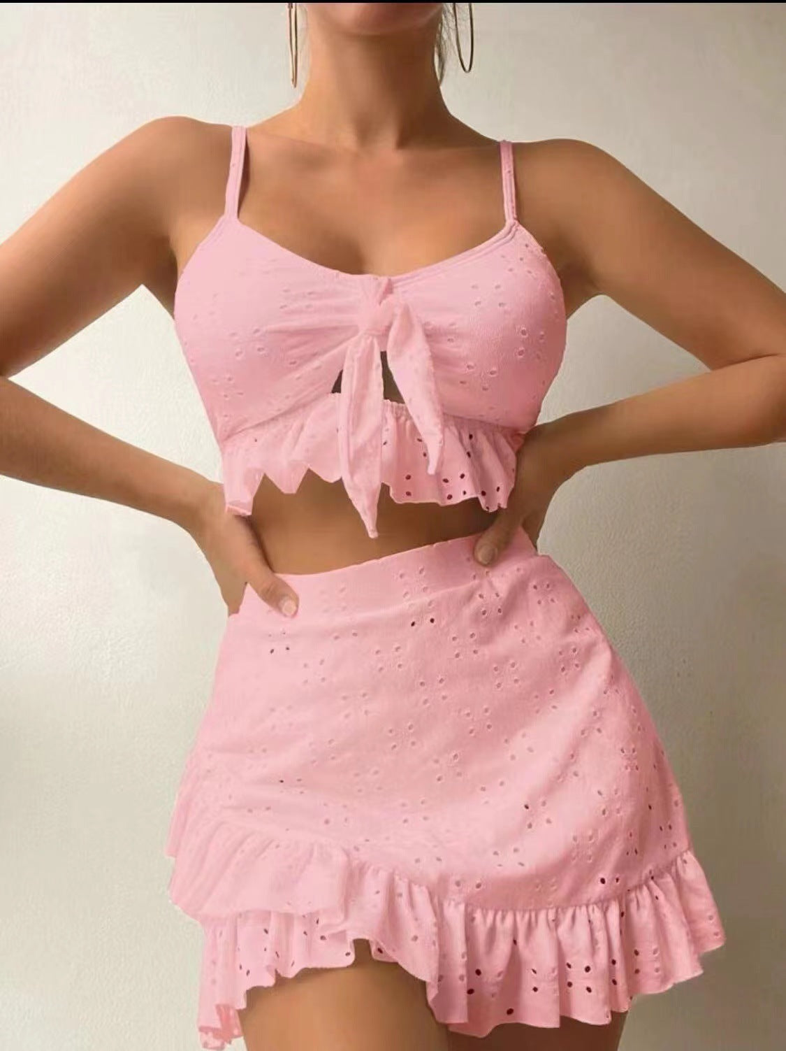Women's Split Hip Skirt Swimsuit Three-piece Bikini