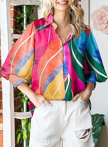 Women's Long-sleeved Printed Top Lapel