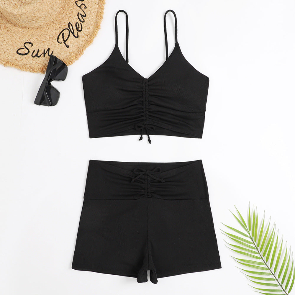Women's Versatile Minimalist Printed Split Swimsuit