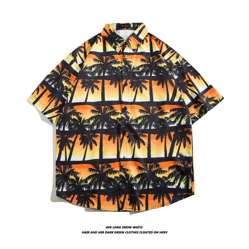 Fashionable Hawaiian Ice Silk Inch Shirt Man
