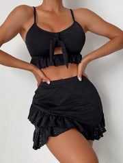 Women's Split Hip Skirt Swimsuit Three-piece Bikini