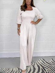 Women's Comfortable Elastic Waist Jumpsuit