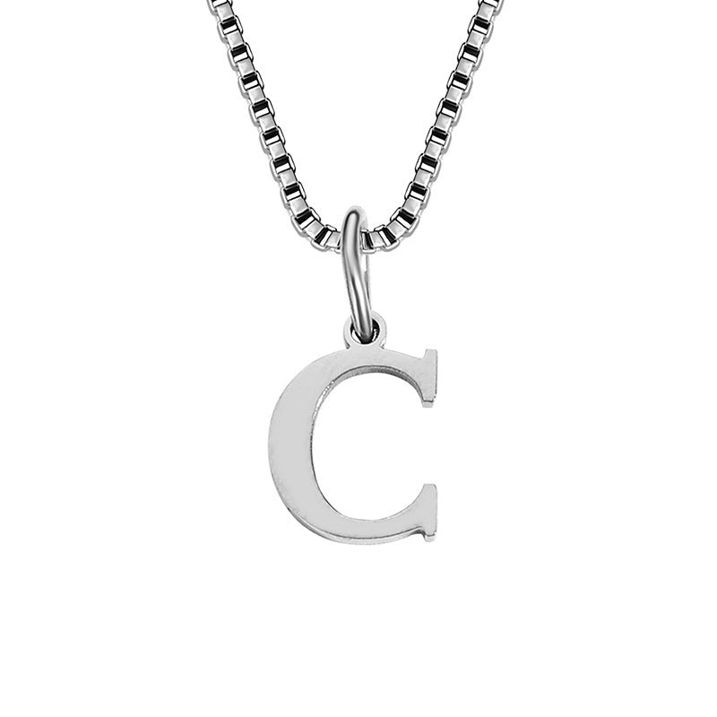 26 English Letter Necklace Titanium Steel Women's