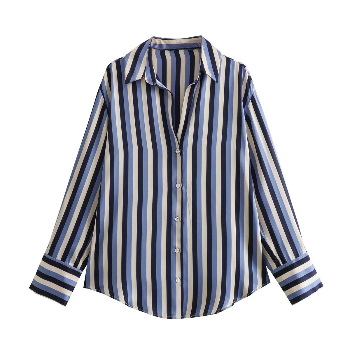 All-match Silk Satin Texture Draping Long-sleeved Shirt For Women