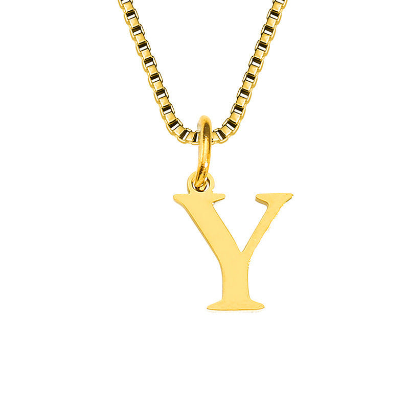 26 English Letter Necklace Titanium Steel Women's