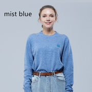 Women's Crew Neck Pullover Sweater Long-sleeved Knitted