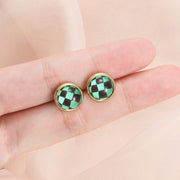 Simple Exquisite Button Stud Earrings Round Hexagonal