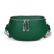 New Double Zipper Leather Messenger Bag