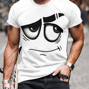 Men's 3D Novelty Graphic Tee - Casual Polyester Crew Neck T-Shirt, Machine Washable