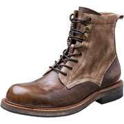 Genuine Leather Fleece Lined Mid-Top Martin Men's Boots High-top Trendy Foreman Motorcycle Desert Boots