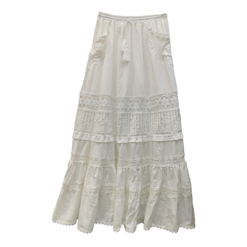 Fairy Lace Patchwork Pocket Cotton Skirt