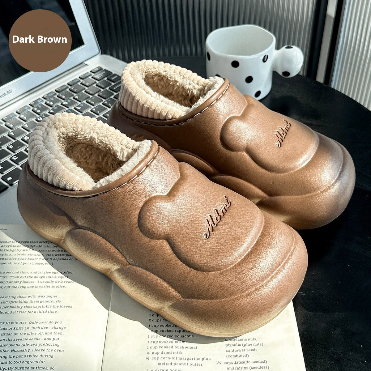 Home Indoor Shit Feeling Wool Sleeper Platform Heel Covered