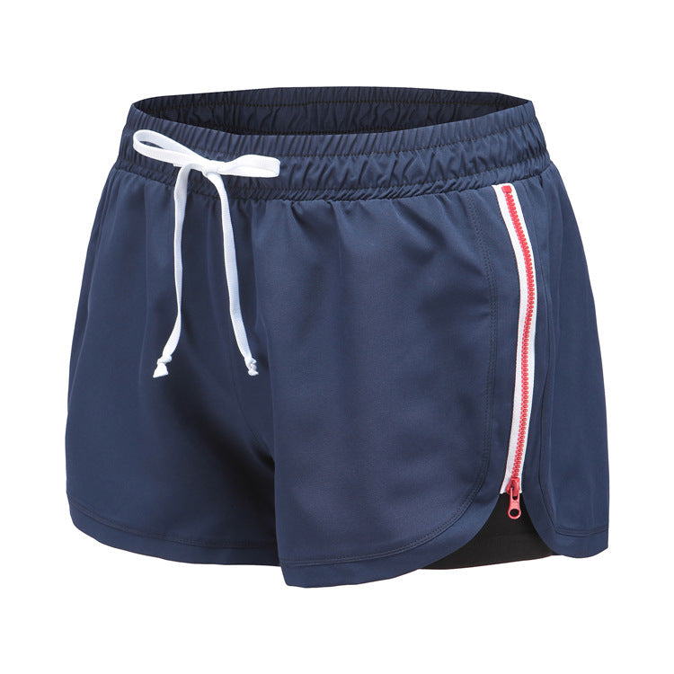 Original 2021 new double deck professional training, running shorts, side zipper sweating, quick drying, yoga shorts