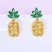 Crystal Pineapple Earrings Necklace Set Coconut Tree Earrings