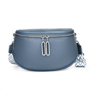New Double Zipper Leather Messenger Bag