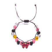 Butterfly Bracelet Colored Stone Beaded Women's