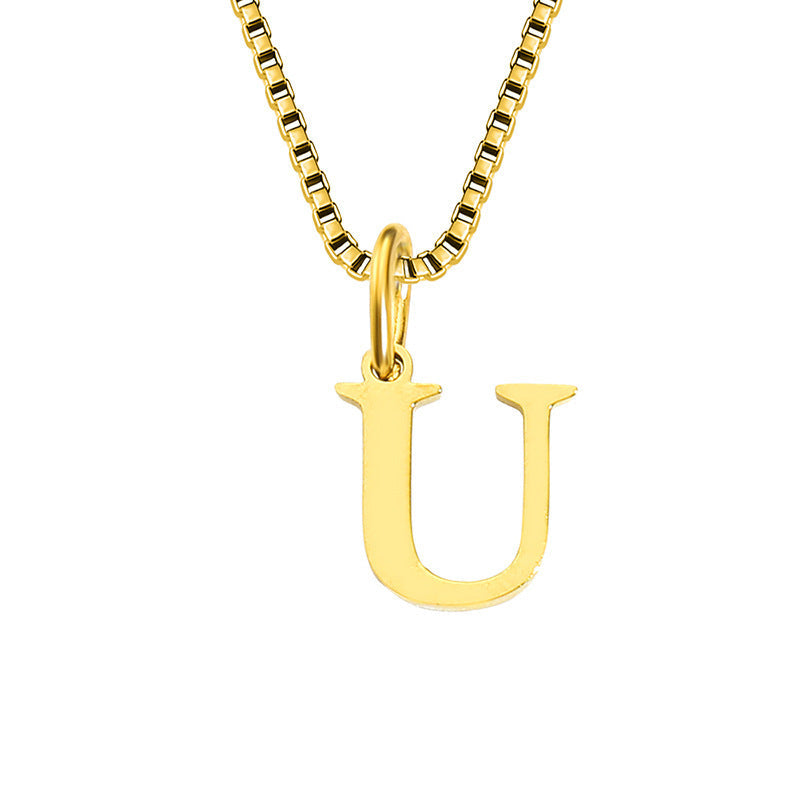 26 English Letter Necklace Titanium Steel Women's
