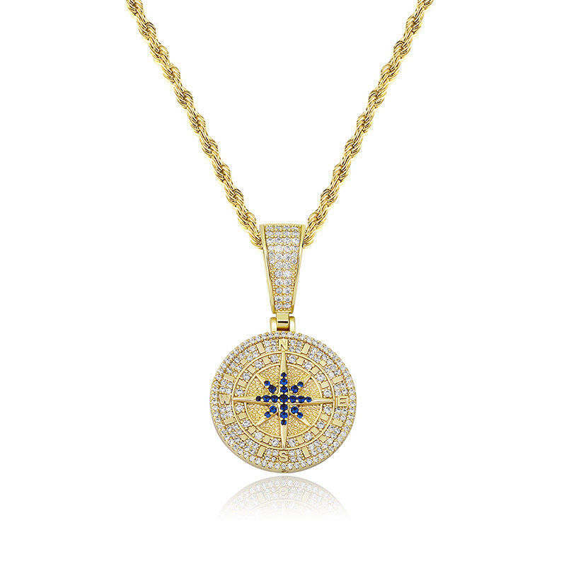 Compass Pendant Full Zircon Hip Hop