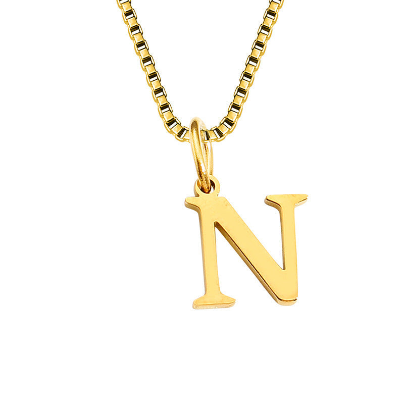 26 English Letter Necklace Titanium Steel Women's