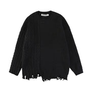 Ripped Solid Color Pullover Sweater Men