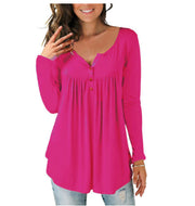 Women's Printed Plus Size Deep V Pullover T-shirt