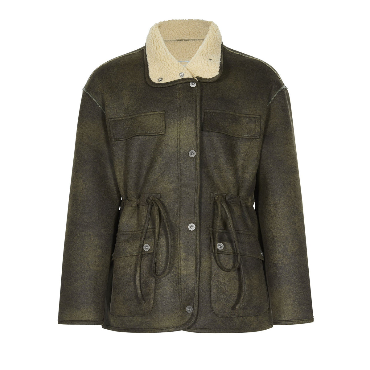 Lamb Wool Lapel Motorcycle Padded Coat Men