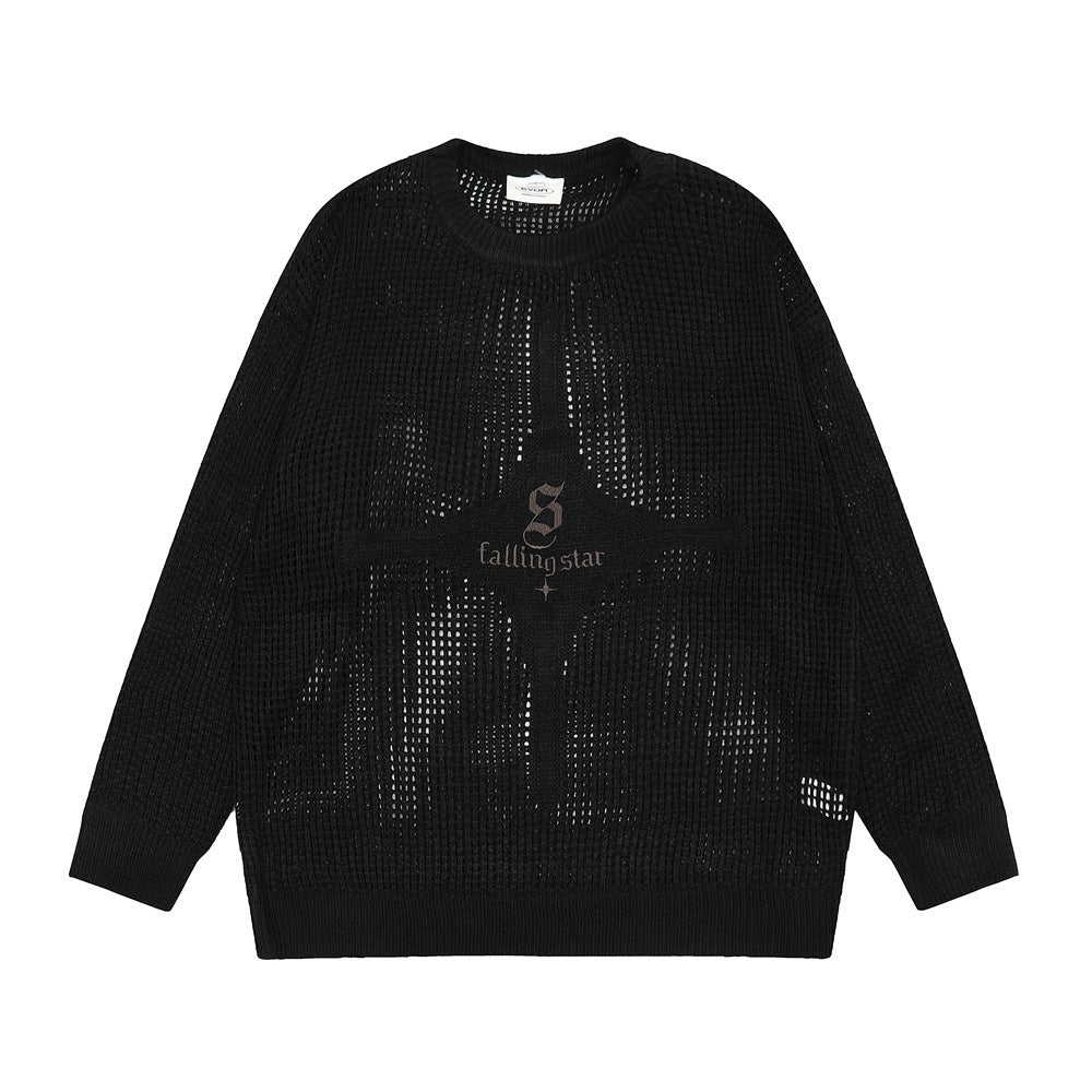 Hollow Crocheted Pullover For Men
