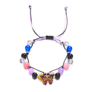Butterfly Bracelet Colored Stone Beaded Women's