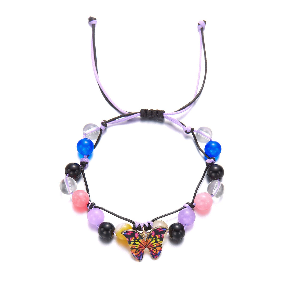 Butterfly Bracelet Colored Stone Beaded Women's