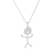 Cute Cartoon Stickman Pendant Stainless Steel Necklace